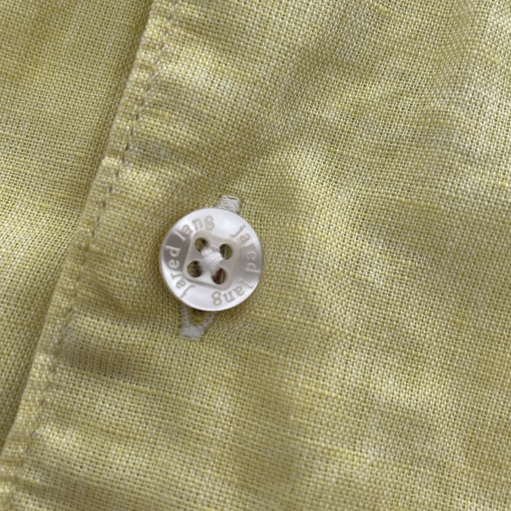 Jared Lang Linen Cotton Yellow Silver Button Down Long Sleeve Shirt Men‎ 3XL - Picture 8 of 8